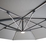Aramis LED 3.5m Round Rotating Cantilever Parasol - White Pepper Beige