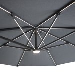 Aramis LED 3.5m Round Rotating Cantilever Parasol - Charcoal Grey