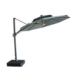 Apollo LED 3m Round Rotating Cantilever Parasol - Oil Green