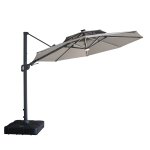 Apollo LED 3m Round Rotating Cantilever Parasol - Clay Beige