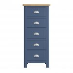 Ranby Blue Bedroom 5 Drawer Narrow Chest