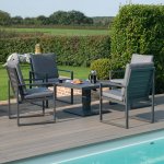 Maze Aluminium Amalfi 4 Seat Square Dining Set with Rising Table - Grey