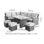 Maze Kingston Corner Dining Set With Rising Table - Grey