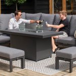 Maze Aluminium Manhattan Reclining Corner Dining Set with Fire Pit and Armchair