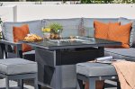 Melbury Mini Modular Set with 105cm Square Firepit Table - Charcoal/Slate Grey Granite