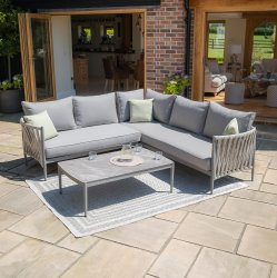 Maze Rope Weave Milan Small Corner Sofa Set - Cool Linen