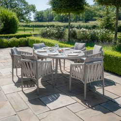 Maze Rope Weave Milan 6 Seat Oval Dining Set - Cool Linen