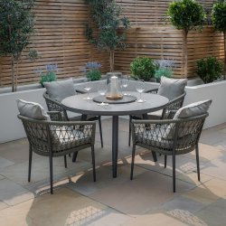 Maze Rope Weave Monaco 4 Seat Round Dining Set - Ivy Green