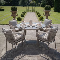 Maze Rope Weave Monaco 4 Seat Round Dining Set - Cool Linen