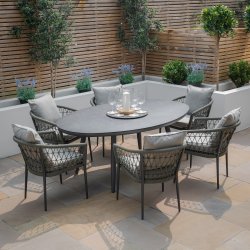 Maze Rope Weave Monaco 6 Seat Oval Dining Set - Ivy Green
