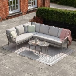 Maze Rope Weave Monaco Large Corner Sofa Set - Cool Linen