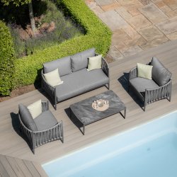 Maze Rope Weave Milan 2 Seat Sofa Set - Charcoal
