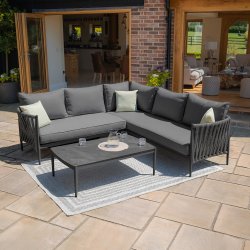 Maze Rope Weave Milan Small Corner Sofa Set - Charcoal
