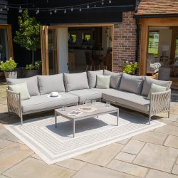 Maze Rope Weave Milan Large Corner Sofa Set - Cool Linen