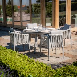Maze Rope Weave Milan 4 Seat Dining Set - Cool Linen