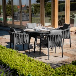 Maze Rope Weave Milan 4 Seat Dining Set - Charcoal