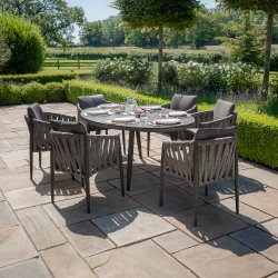 Maze Rope Weave Milan 6 Seat Oval Dining Set - Charcoal