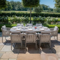 Maze Rope Weave Milan 8 Seat Rectangular Dining Set - Cool Linen