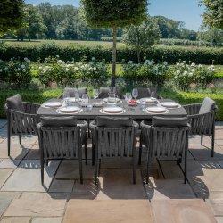 Maze Rope Weave Milan 8 Seat Rectangular Dining Set - Charcoal