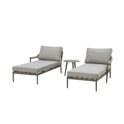 Maze Rope Weave Florence Sunlounger Set - Cool Linen