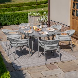 Maze Rope Weave Florence 6 Seat Oval Dining Set - Cool Linen