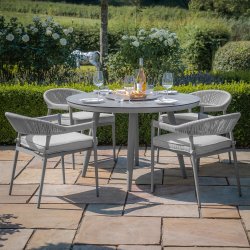 Maze Rope Weave Florence 4 Seat Round Dining Set - Cool Linen