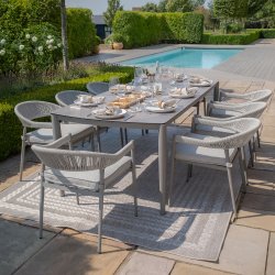 Maze Rope Weave Florence 8 Seat Rectangle Dining Set - Cool Linen