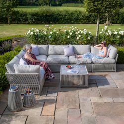 Maze Rope Weave Maldives Large Corner Sofa Set - Cool Linen