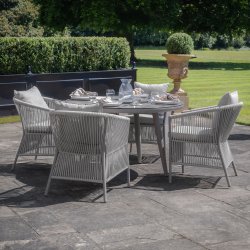 Maze Rope Weave Maldives 4 Seat Round Dining Set - Cool Linen