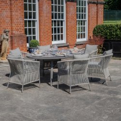 Maze Rope Weave Maldives 6 Seat Oval Dining Set - Cool Linen