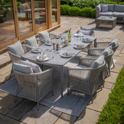 Maze Rope Weave Maldives 8 Seat Rectangular Dining Set - Cool Linen