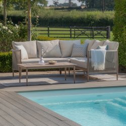 Maze Rope Weave Havana Small Corner Sofa Set - Natural Linen