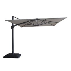 Aramis LED 3m x 4m Rectangular Rotating Cantilever Parasol - White Pepper Beige