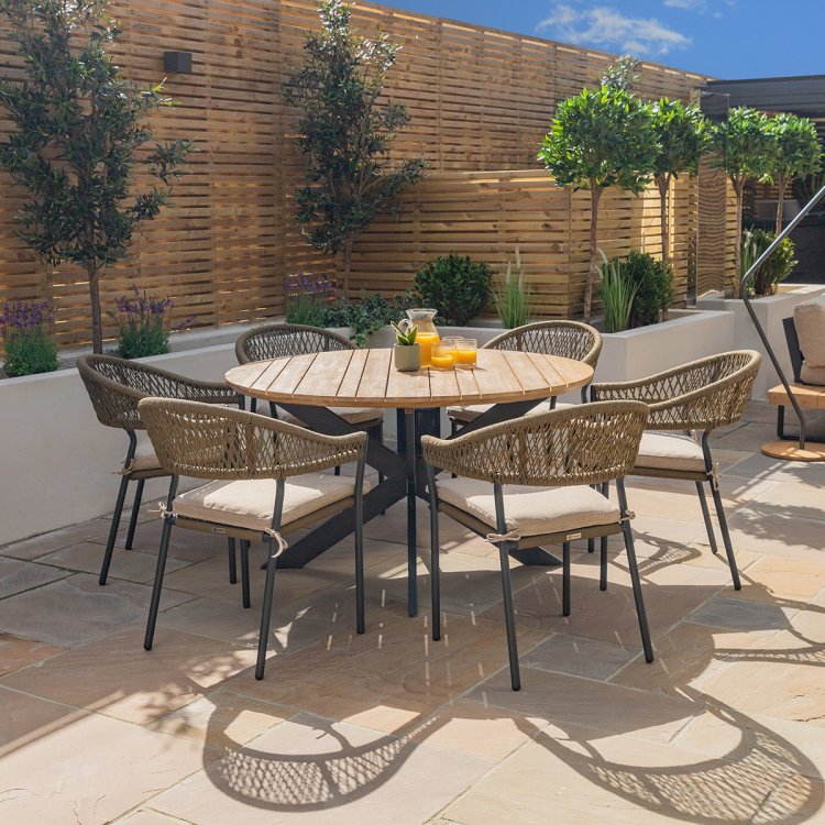 Maze Rope Bali 6 Seat Round Dining Set
