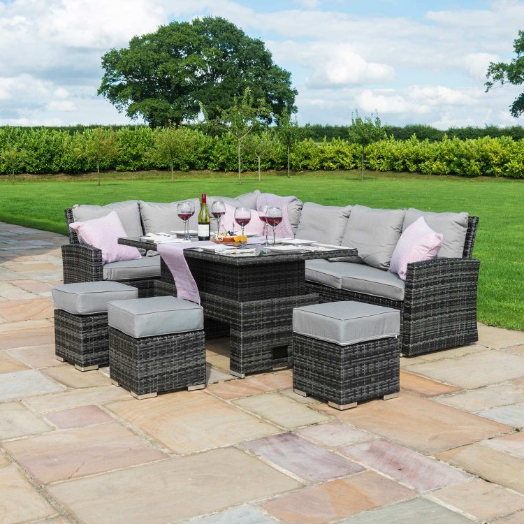 Maze Kingston Corner Dining Set With Rising Table - Grey