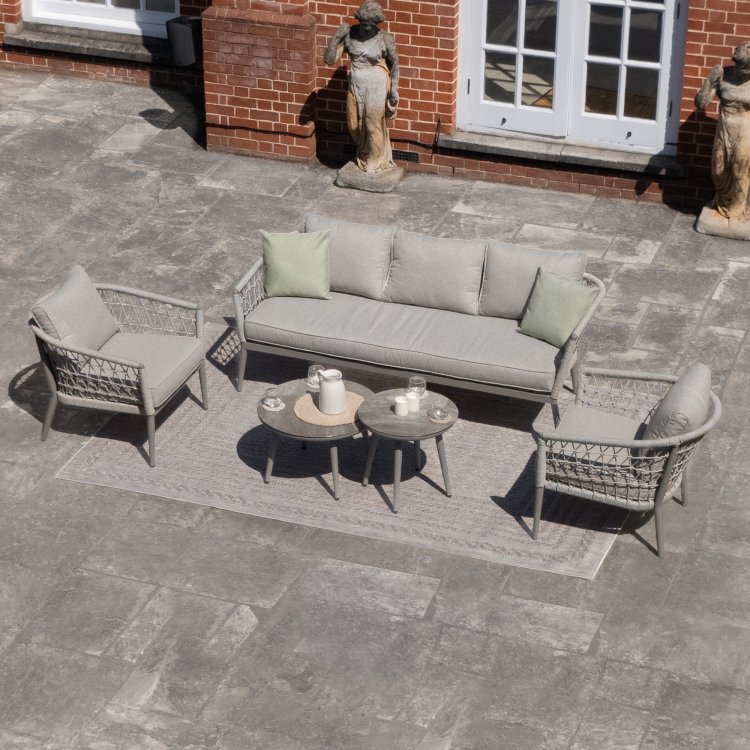 Maze Rope Weave Monaco 3 Seat Sofa Set - Cool Linen
