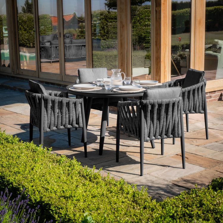Maze Rope Weave Milan 4 Seat Dining Set - Charcoal