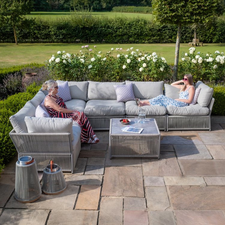 Maze Rope Weave Maldives Large Corner Sofa Set - Cool Linen