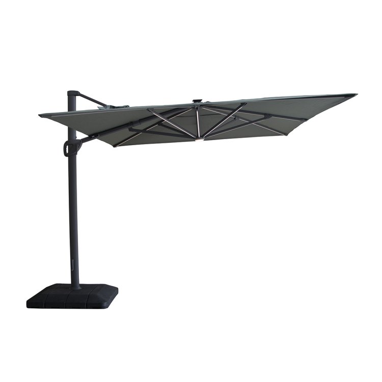 Aramis LED 3m x 4m Rectangular Rotating Cantilever Parasol - Oil Green